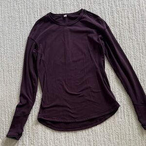 Lululemon long sleeve tee.  Size 4. Burgundy. Hip length.